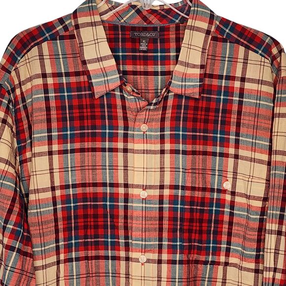 Toad & Co Men's Organic Cotton Plaid Long Sleeve Casual Button Down Shirt XL - Picture 2 of 7